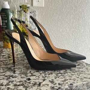 Christian Louboutin Black Patent Slingback Heels